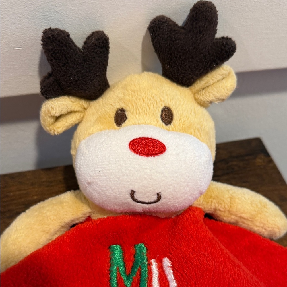 Red My 1st Christmas Reindeer Blanket lovey - Picture 2 of 6